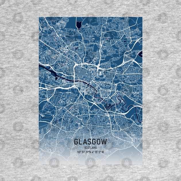 Glasgow City Map Blue Background by MapCarton